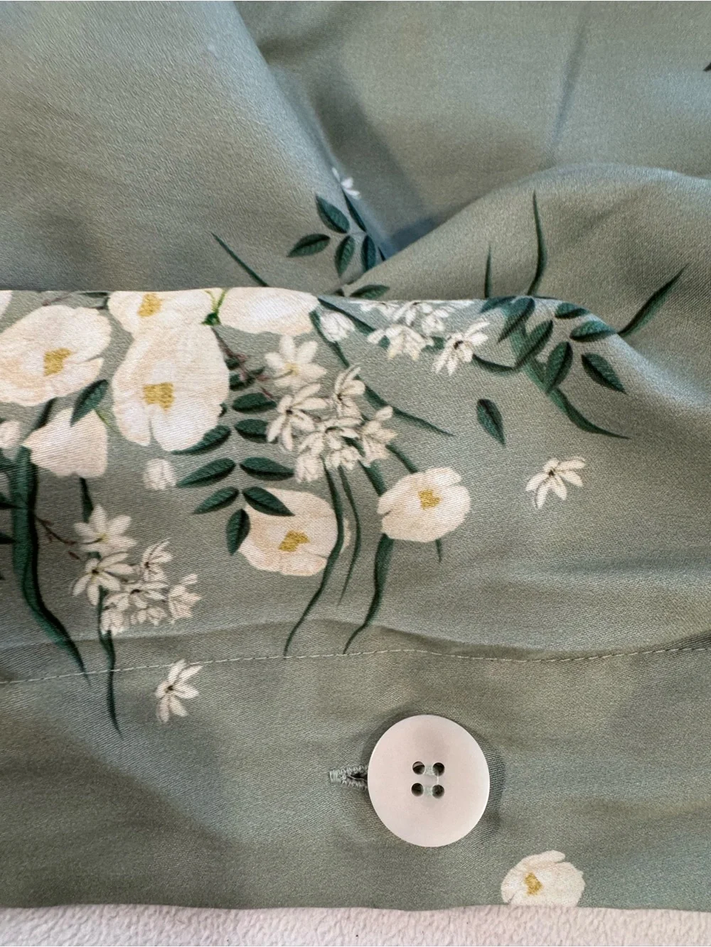 Buffy Breeze King Duvet Cover Midori Floral TENCEL Lyocell Sage Green